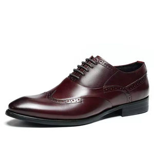 High Quality Trendy Men's Breathable Genuine Leather Waterproof Slip-On Wedding Shoes Fashionable Business Formal Pointed Toe - Product Image 1