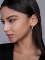 Boucles d'oreilles créoles en argent sterling 925 avec moissanite pour femme, grandes boucles d'oreilles éternité à griffes partagées avec diamants en moissanite