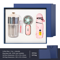 Kotak Hadiah Musim Panas Mug + Kipas Tangan + Payung Mini Perlengkapan Hadiah Bisnis Set Kantor