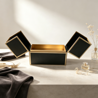 Boîte cadeau rigide à double porte personnalisée, boîte à double ouverture de luxe avec bordure dorée pour parfums, cosmétiques, bijoux