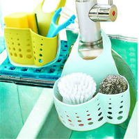 Support de rangement moderne pour évier de cuisine en silicone et plastique, porte-éponge et porte-savon avec sangle réglable, égouttoir à un niveau pour robinet