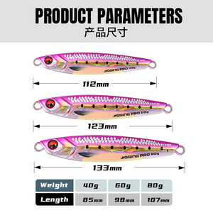 Jigging Pro 40g 60g 80g di acqua salata in metallo Slow pece Jigs Fish attirano la <span class=keywords><strong>spigola</strong></span> <span class=keywords><strong>Pesca</strong></span> - Product Image 3