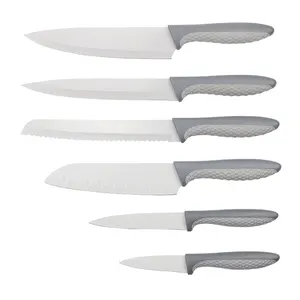 Coltello da cucina con manico in plastica a buon mercato all'ingrosso lama in acciaio inossidabile con rivestimento antiaderente manico in plastica con impugnatura morbida