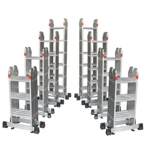 Warenlager-Escalera de Aluminio faltbar 4×3 4×4 4×5 4×6 Stufe Aluminium-Treppe Sicherheit Mehrzweck-Klappleiter