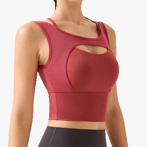 Sports <b>Bra</b> Running Yoga <b>Tank</b> <b>Bra</b> Shockproof Two-Piece Style Fitness <b>Bra</b> Push Up Cross Hollow Out Back Beauty T-Shirt - Product Image 5