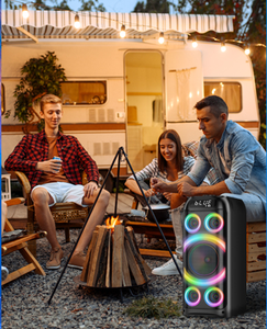 Altavoz Portátil de Madera con Torre de Sonido de 160 W para DJ, Altavoz de Karaoke BT para Fiestas en Casa con Dos Micrófonos Inalámbricos Recargables - Product Image 6