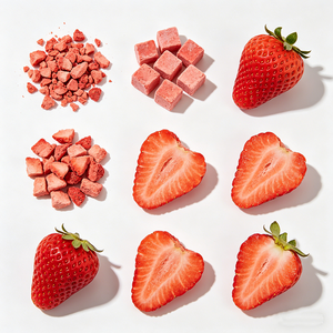 Poudre de fraises lyophilisées biologiques et fruits entiers, coupés en <span class=keywords><strong>d</strong></span>és, concassés, granulés, en vrac, vente en gros - Product Image 4