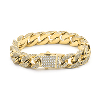 Conception originale de chaîne à maillons cubains en diamant Bijoux de chaîne en or Ice Out Bracelet en acier inoxydable avec zircon cubique Collier cubain
