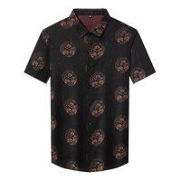 Chemise décontractée pour homme en soie de mûrier craquelée de style chinois, à motif floral, anti-boulochage, à manches courtes. Vente en gros disponible.