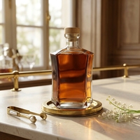Bouteille de whisky en verre 700 ml 750 ml, vente en gros et sur mesure, qualité supérieure, best-seller, bouteille transparente de haute qualité avec bouchon en bois
