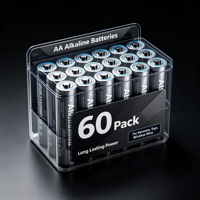 Piles AA en gros, lot de 60, 1,5 V, alcalines longue durée pour appareils à forte consommation, appareils photo et jouets