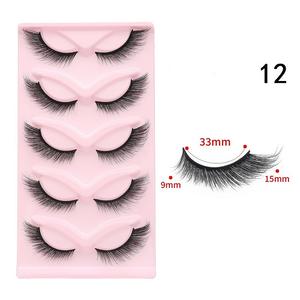 5 paires de cils d'oeil de chat personnalisés Faux cils de vison longs cils de <span class=keywords><strong>manga</strong></span> naturels cils allongés à la fin des yeux ailés faux cils maquillage - Product Image 5