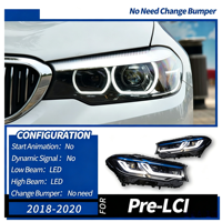 Pour Série 5 G30 2018-2020, ensemble de phares avec feux de jour à LED 6000K 6000 Lumens