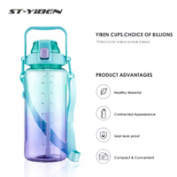 Bouteille d'eau en plastique sans BPA Yiben de 1,5 litre avec paille rabattable, aspect similaire à une bouteille