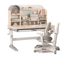 Ensemble de chaise et bureau d'étude en bois massif, style minimaliste moderne, réglable en hauteur, ergonomique, corrigeant la posture