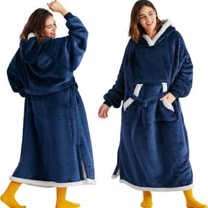 Wearable Blanket <strong>Hoodie</strong> Women <strong>Long</strong> Sherpa Fleece Hooded Blanket With Giant Pocket and Belt Winter Gifts for Girlfriend Mom - Product Image 1