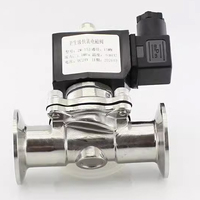 Vanne solénoïde à diaphragme électrique de contrôle en acier inoxydable (SS) 304 316 de qualité alimentaire sanitaire DN50 AC220 DC24 à raccord Tri-Clamp pour jus et eau