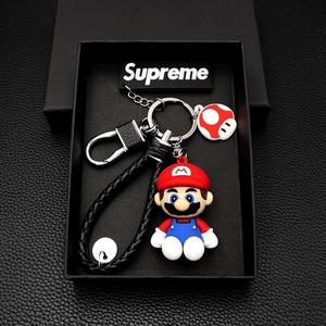 Dessin animé mignon <span class=keywords><strong>Mario</strong></span> Super Mary Silicone <span class=keywords><strong>cartable</strong></span> porte-clés personnalité créative voiture pendentif pour hommes et femmes - Product Image 1