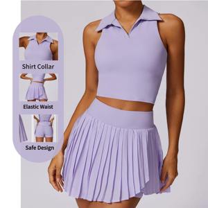 Sunquest Vêtements de tennis en gros <span class=keywords><strong>avec</strong></span> short intérieur Workout Fitness Jupes de tennis sexy à taille haute pour femmes - Product Image 1