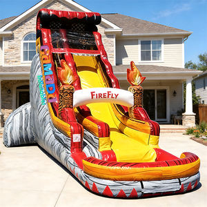 Tobogán Acuático Inflable con Piscina y Casa de Juegos para Niños, Color Rojo Mármol y Naranja, <span class=keywords><strong>Hell</strong></span> Paso, Comercial - Product Image 4