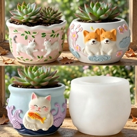 Moule en silicone 3D de haute qualité pour chats et chiens, moule en plâtre DIY pour pot de plantes succulentes, décoration artisanale pour la maison