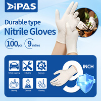 Gants en nitrile jetables Dipsi White 9 pouces, texturés, sans poudre, sans silicone, non stériles