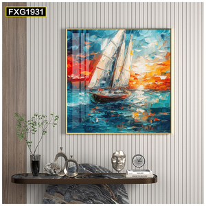 Venta al por mayor de pinturas al óleo abstractas de alta calidad, 100% pintadas a mano, con diseño de <span class=keywords><strong>velero</strong></span>, para decoración del hogar en salas de estar. - Product Image 4