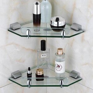 Modern Stainless Steel Finish Bathroom Accessories Wall Mounted Dual <strong>Glass</strong> Corner <strong>Shelves</strong> for <strong>Shower</strong> for Hotels - Product Image 4