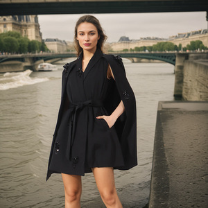 Robes courtes de cocktail et de soirée pour femmes <span class=keywords><strong>Lin</strong></span> 2026 à manches <span class=keywords><strong>cape</strong></span>, idéales pour les invitées de mariage - Product Image 6