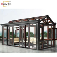 Serre de jardin extérieure 4 saisons avec structure en aluminium, véranda solaire à toit incliné, serres et jardins d'hiver pour villa et véranda