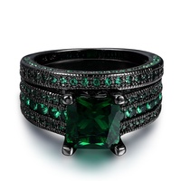 2024 bagues ensemble bijou noir en gros hommes femmes pistolet plaqué coloré Zircon 2 pièces laiton or bague de fiançailles