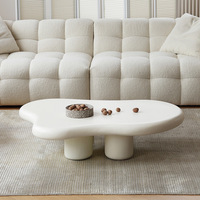 Table basse ATUNUS minimaliste pour salon, gain de place, forme nuage irrégulière abstraite blanche, en bois, unique