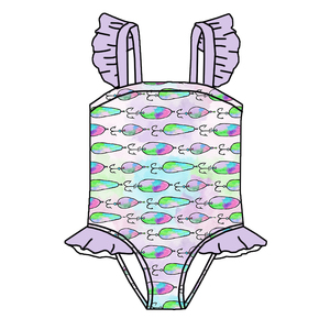 Costume da Bagno per Bambine Alla Moda 2026, Nuovissimo Design con Stampa Personalizzata, Grazioso Costume Intero con Maniche a Volant - Product Image 2