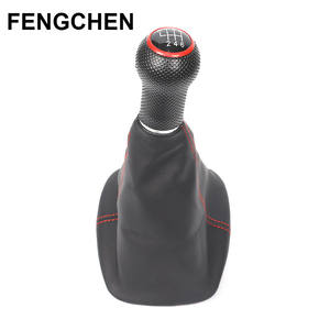 Fengchen – housse de levier de vitesse en cuir PU, 5 ou 6 vitesses, pour transmission manuelle, style sport, surpiqûres rouges - Product Image 3