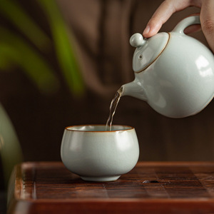 Taza de té Ru Ware de porcelana con esmalte craquelado, estilo tradicional chino, para degustación de té Kung Fu, taza para aroma. - Product Image 3