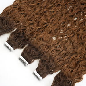 Extensions de <span class=keywords><strong>cheveux</strong></span> à bandes adhésives invisibles LanXun Factory Virgin Russian Curly, 100% <span class=keywords><strong>cheveux</strong></span> humains ondulés - Product Image 4