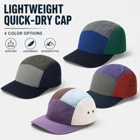 Casquette de baseball personnalisée en nylon, légère, imperméable, respirante, à séchage rapide, à visière plate, 5 panneaux, style sportif et quotidien, vente en gros