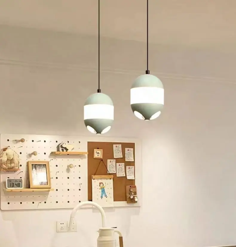 Bedside Chandelier Nordic Luxury Geometrical Shape Industrial Decorative Lights Art Bedroom Round Hanging Pendant Light