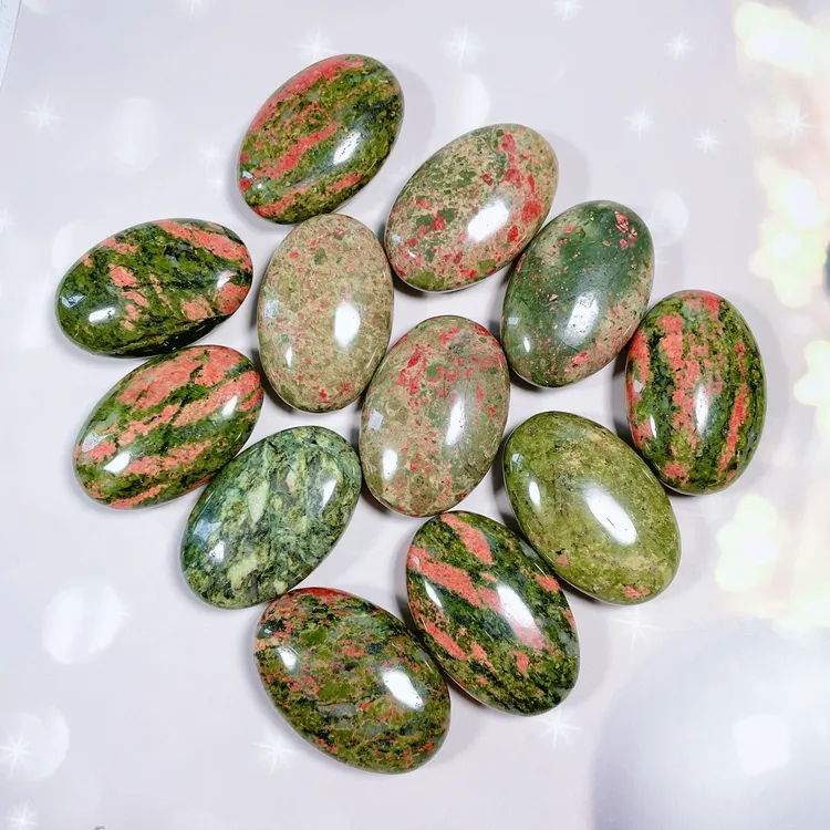 Hoge Kwaliteit Natuurlijke Glad Energie Ovale Unakite Stone Massage Voor Lichaam Gezondheidszorg Ambachten