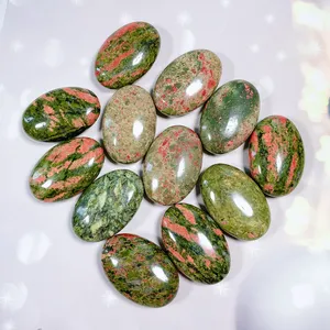 High Quality Natural Smooth Energy Oval Unakite Massage Stone For Body Health Care Crafts