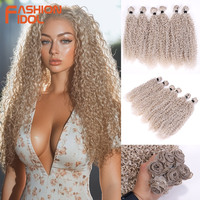 Extensions de cheveux synthétiques Afro Kinky Curly, 10, 12, 14 pouces, 260g/6 pièces, tissage blond Deep Wave Twist