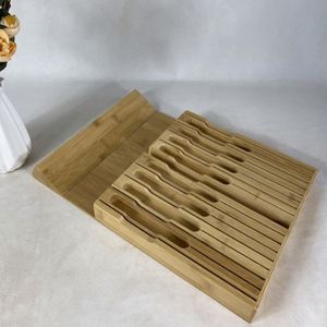 Organisateur de cuisine en bambou pour tiroir, porte-couteaux en bambou à insérer dans le tiroir - Product Image 5