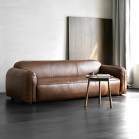 Canapé modulaire en cuir pleine fleur italien moderne, finition huile et cire, pour hôtels de luxe, villas et projets d'ameublement