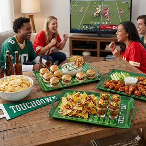Bandeja de <span class=keywords><strong>melamina</strong></span> con asas para servir, diseño de campo de fútbol americano - Product Image 2