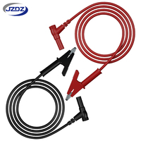 JZDZ 2pcs Right-Angle Banana Plug to Alligator Clip Test Lead Cable Line Wire Electrical Test Jumper Wire J.70065A