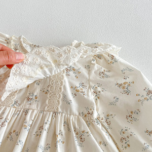 Tutina Estiva INS 2026 per Neonati 0-2 Anni, Abbigliamento Bambina con Stampa Floreale, Colletto in Pizzo, Maniche Lunghe e Bottoni - Product Image 6