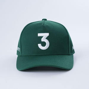 Gorra Snapback de <span class=keywords><strong>5</strong></span> paneles de alta calidad, gorra de béisbol de sarga de algodón verde con ala curva, logotipo bordado de estilo deportivo personalizado - Product Image 2