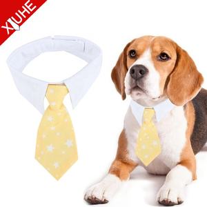Venta al por mayor, accesorios económicos para perros, corbatas para perros con estampado de estrellas blancas 100% poliéster - Product Image 1