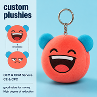 Porte-clés en peluche OEM Expression Face, Breloque en peluche Streamer Emotion