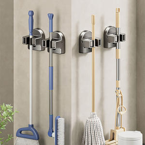 Support mural pour balai de salle de bain en acier inoxydable, support de rangement multifonctionnel pour nettoyage domestique - Product Image 2